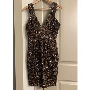 Dress the Population Sz M Sequin V-Neck Dress EUC